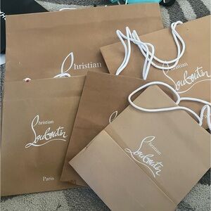 Christian Louboutin Brown Shopping Bags with White Handles